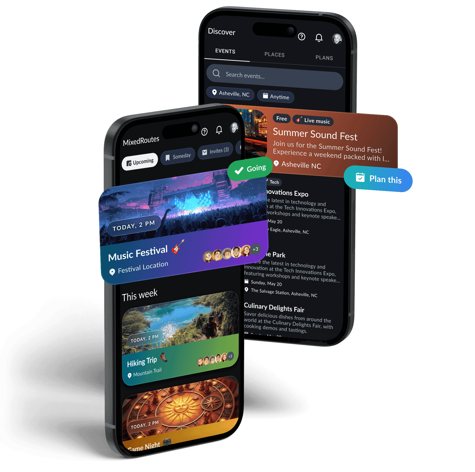 MixedRoutes on two phones with Discover and plans