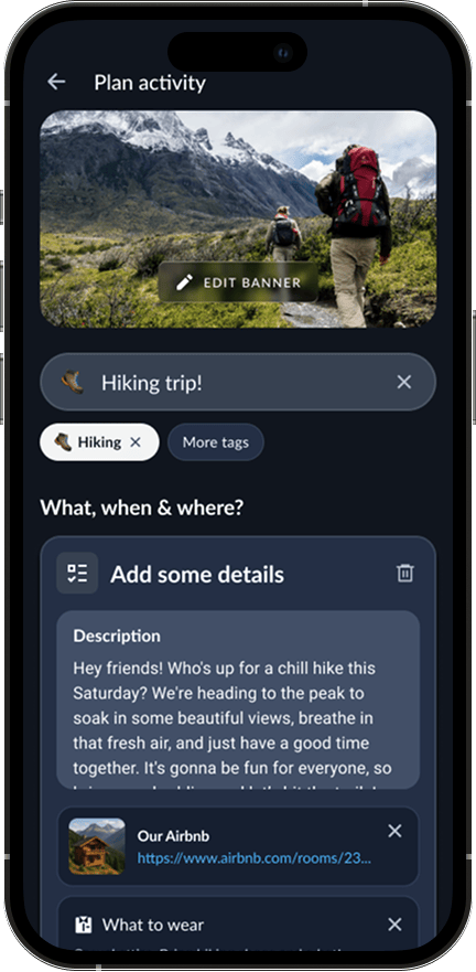 App screen preview: create a plan
